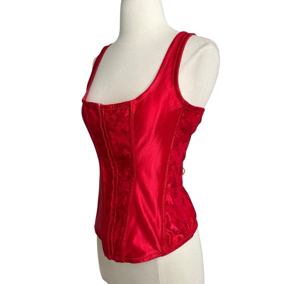 EMPIRE Intimates Red Satin Jacquard Corset Top Lingerie Victorian Edwardian 40 - Picture 7 of 16